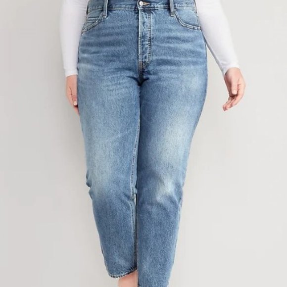 Old Navy Denim - Extra High-Waisted Button-Fly Sky-Hi Straight Cropped Jeans - Size 26